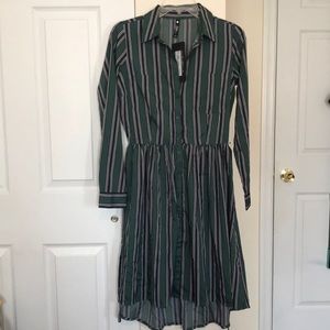 Striped Long Sleeve Button Up Dress